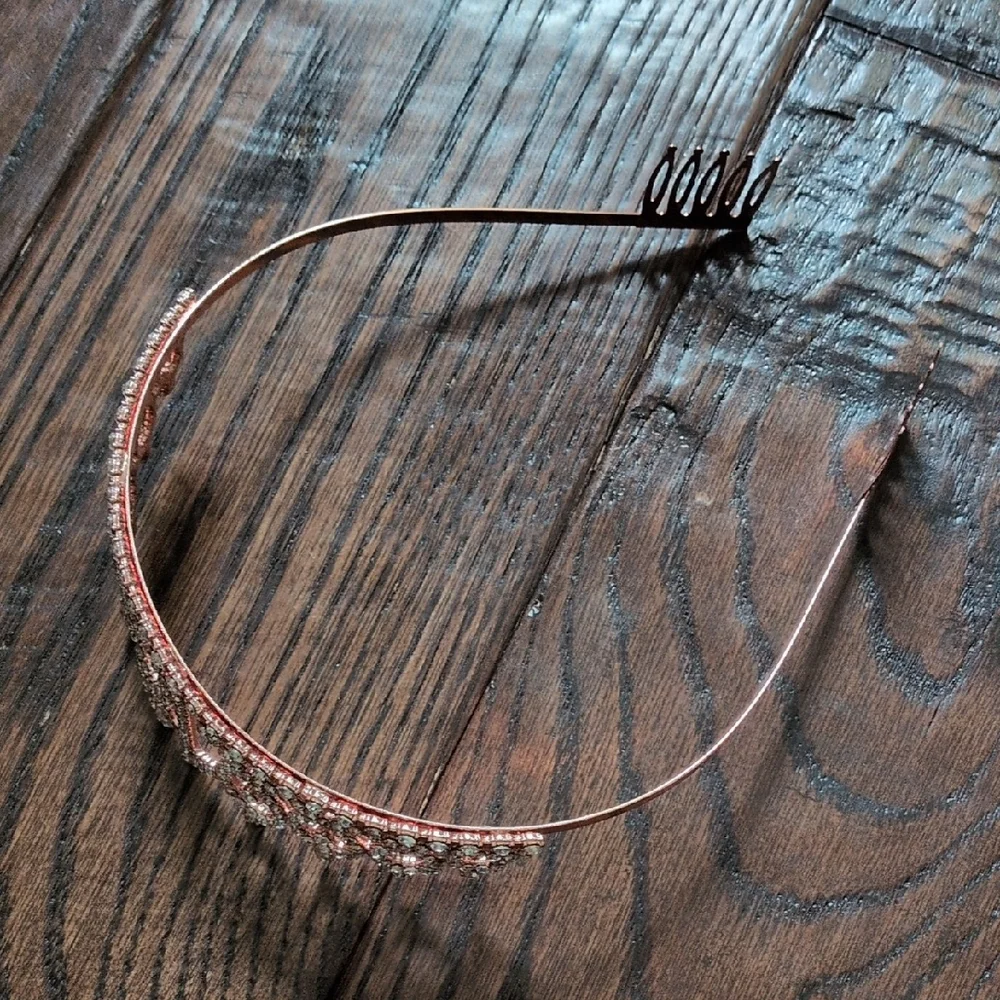 Rose Gold Crystal 18th Birthday Party Celebration Photo Prop Tiara with Combs